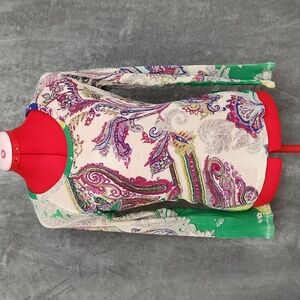 PASHMA Paisley print cashmere and silk long sleeve blouse size XL